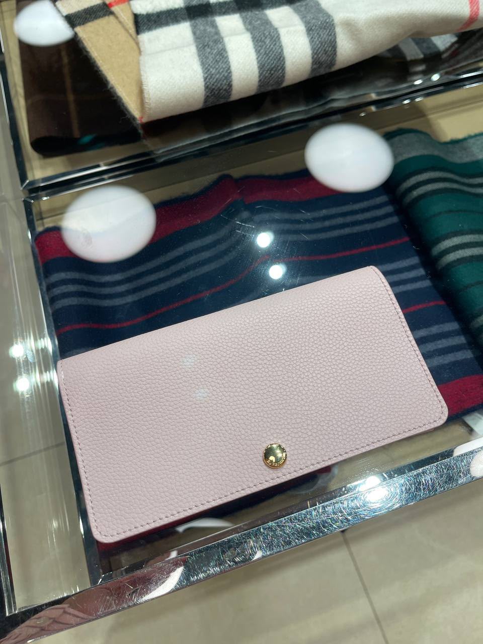 Check and Leather Continental Wallet
