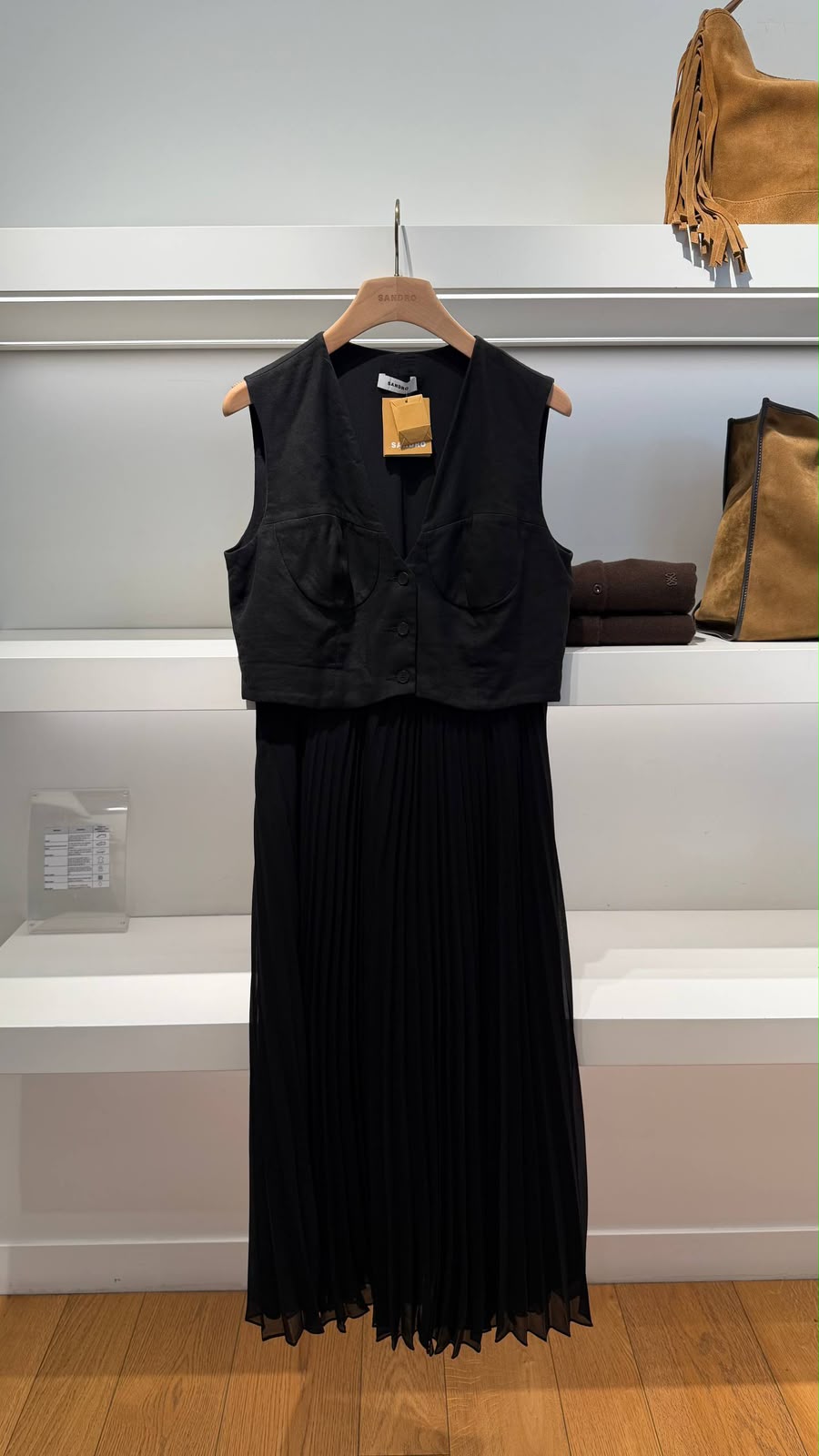 Sleeveless Corset-Style Pleated Midi Dress