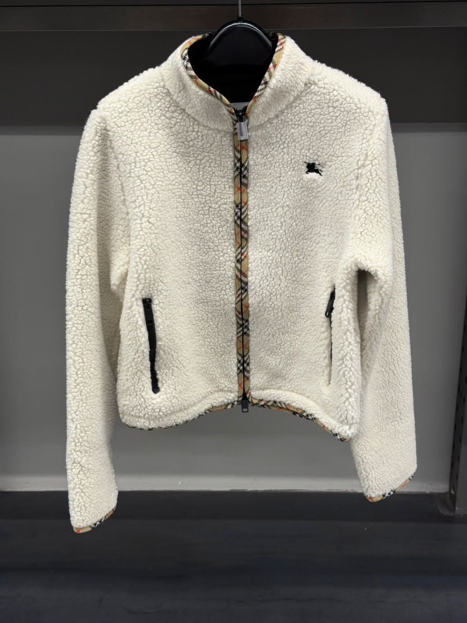 Vintage Check Trim Fleece Jacket