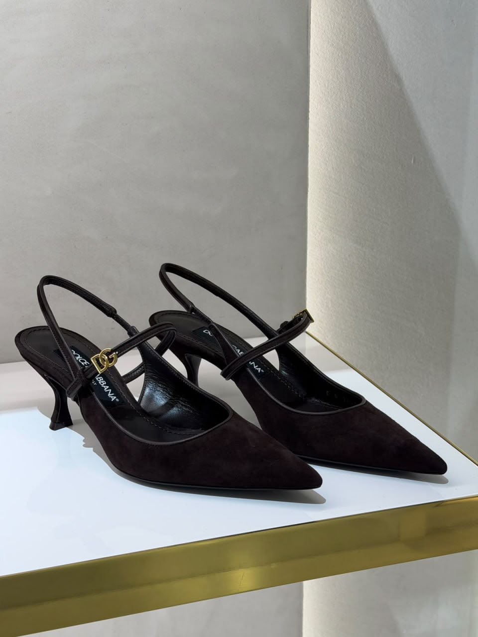 DG Logo Suede Slingback Pumps