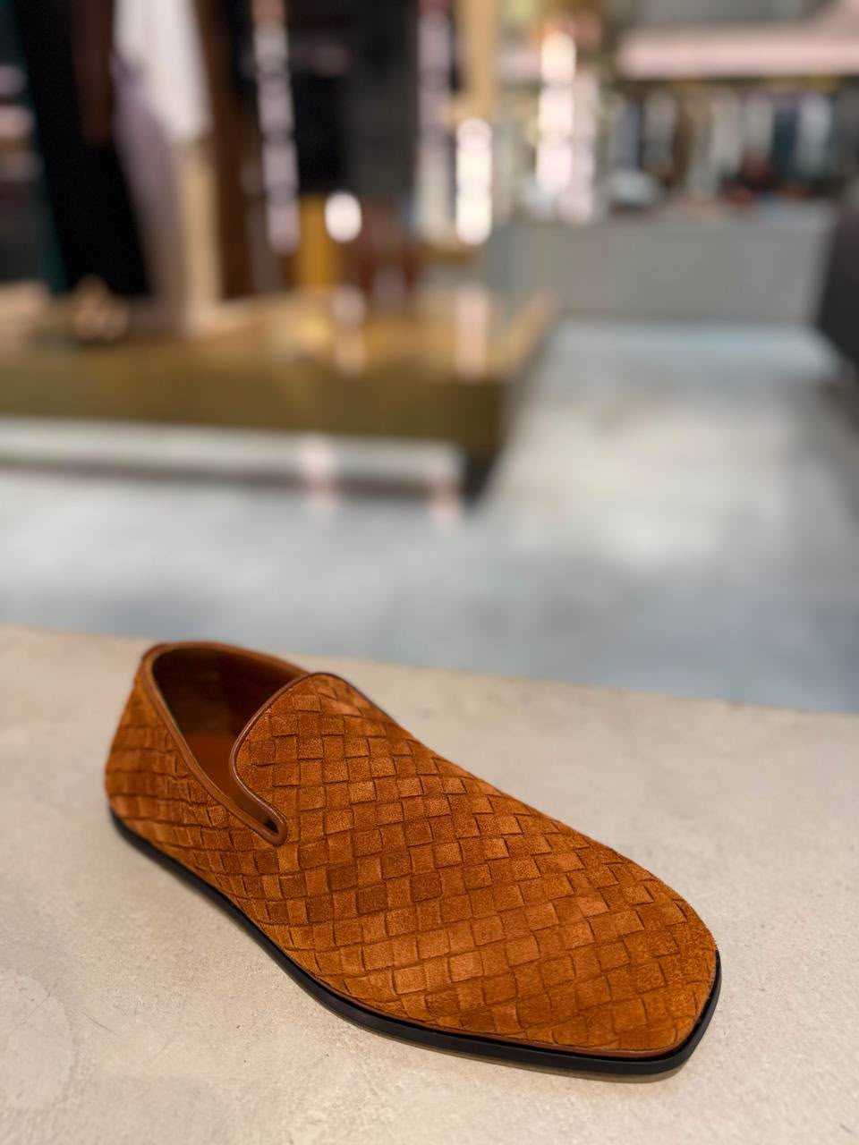 Intrecciato Suede Slip-On Loafers