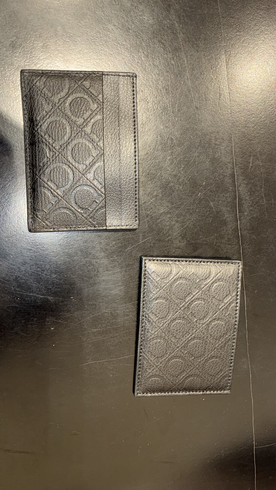 Gancini Embossed Leather Card Case