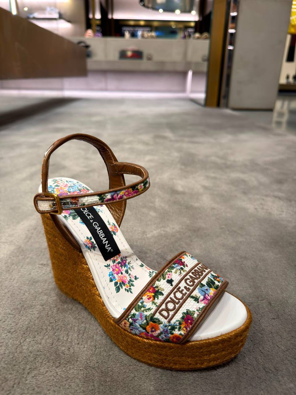 Floral Print Wedge Sandals