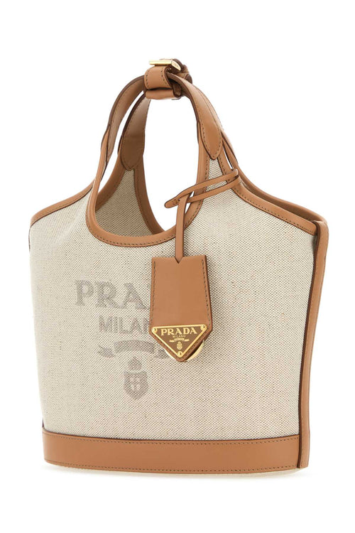 PRADA BORSA For Women Exterior: 100% Linen 100% Leather Finishing: Golden metal