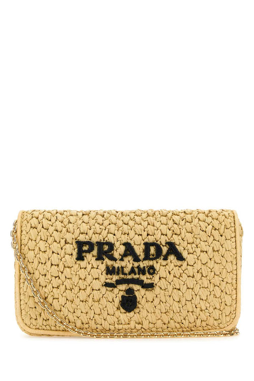 PRADA BORSA For Women Exterior: 100% Raffia Lining: 100% Leather Finishing: Golden metal