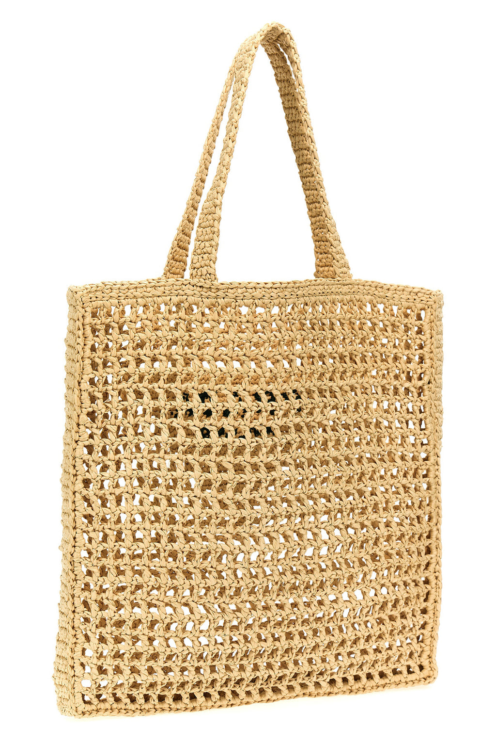 PRADA Logo woven fabric shopping bag For Women 100% RAFFIA