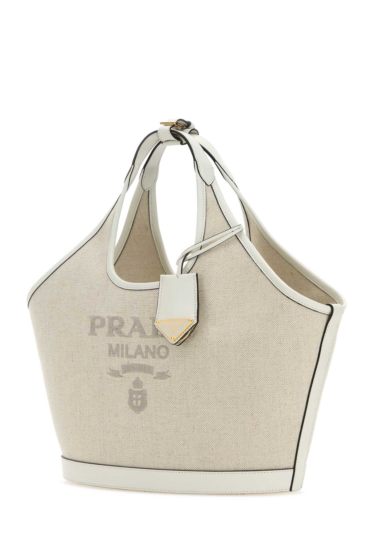 PRADA BORSA For Women Exterior: 100% Linen 100% Leather Finishing: Golden metal