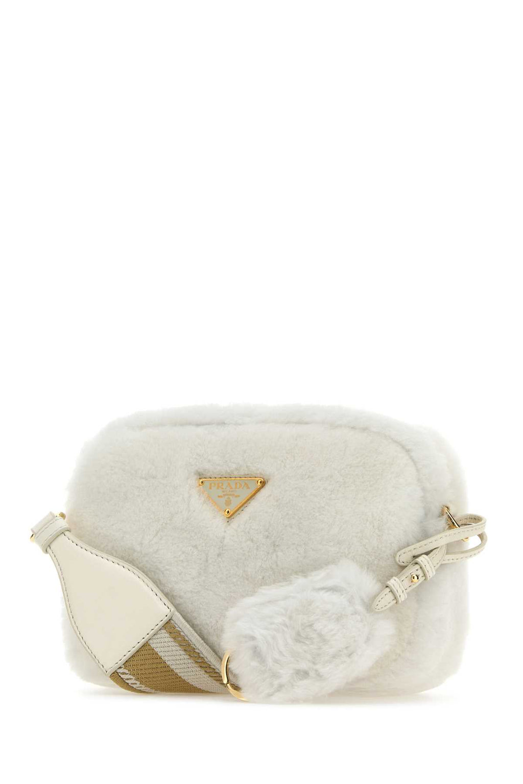 PRADA BANDOLIERA For Women Exterior: 100% Shearling Lining: 100% Leather 100% Fabric Finishing: Golden metal