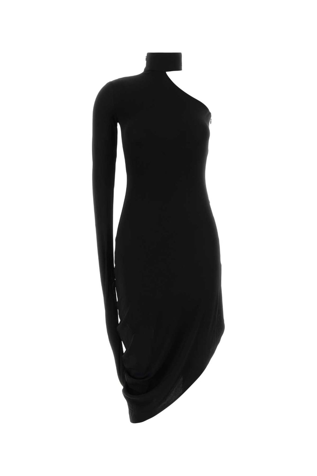 ALEXANDER WANG ASYMMETRIC MIDI DRESS W/ DRAPED SLEEVES For Women Exterior: 98% Viscose 2% Elastane
