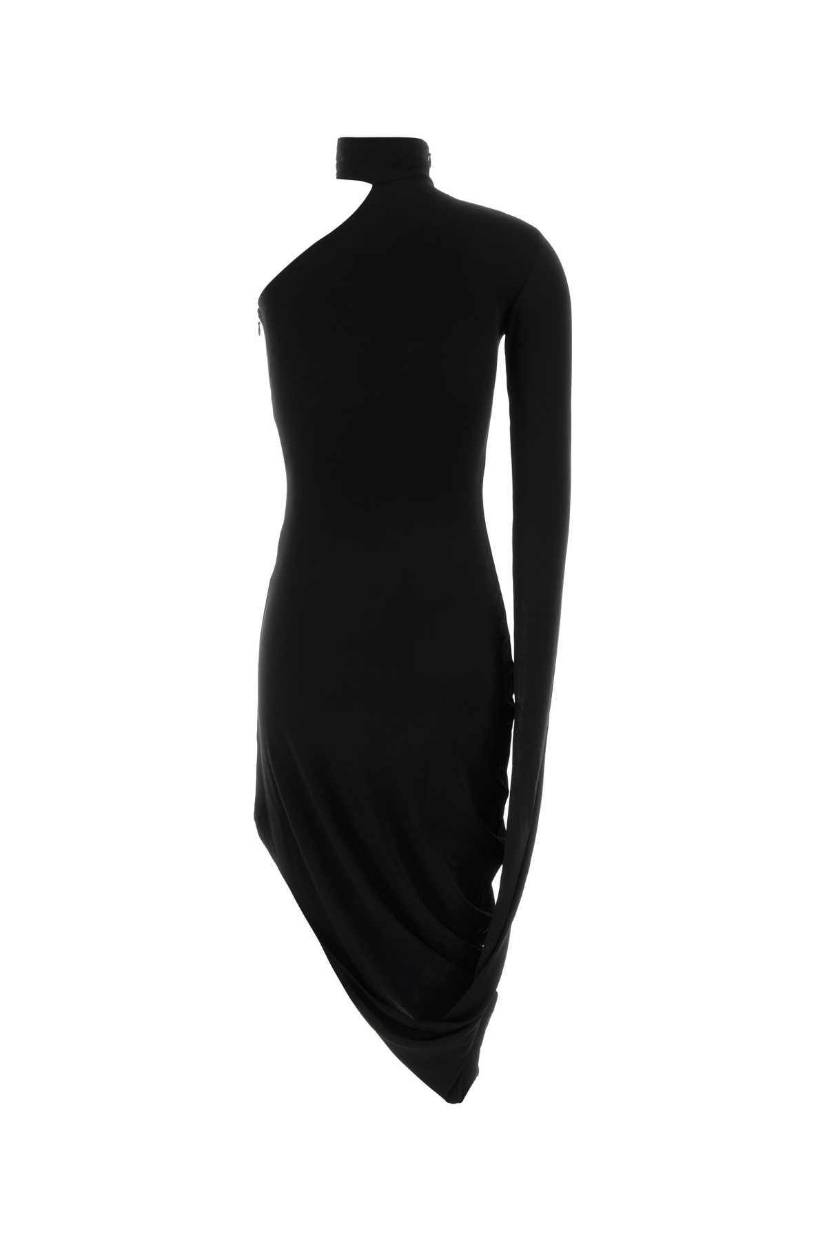ALEXANDER WANG ASYMMETRIC MIDI DRESS W/ DRAPED SLEEVES For Women Exterior: 98% Viscose 2% Elastane