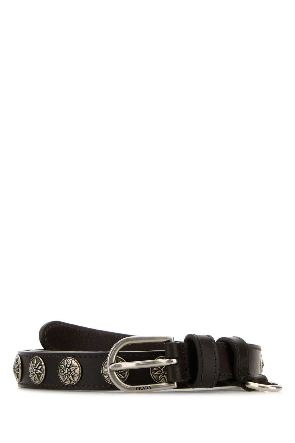 PRADA CINTURE For Women Exterior: 100% Calf Finishing: Silver metal