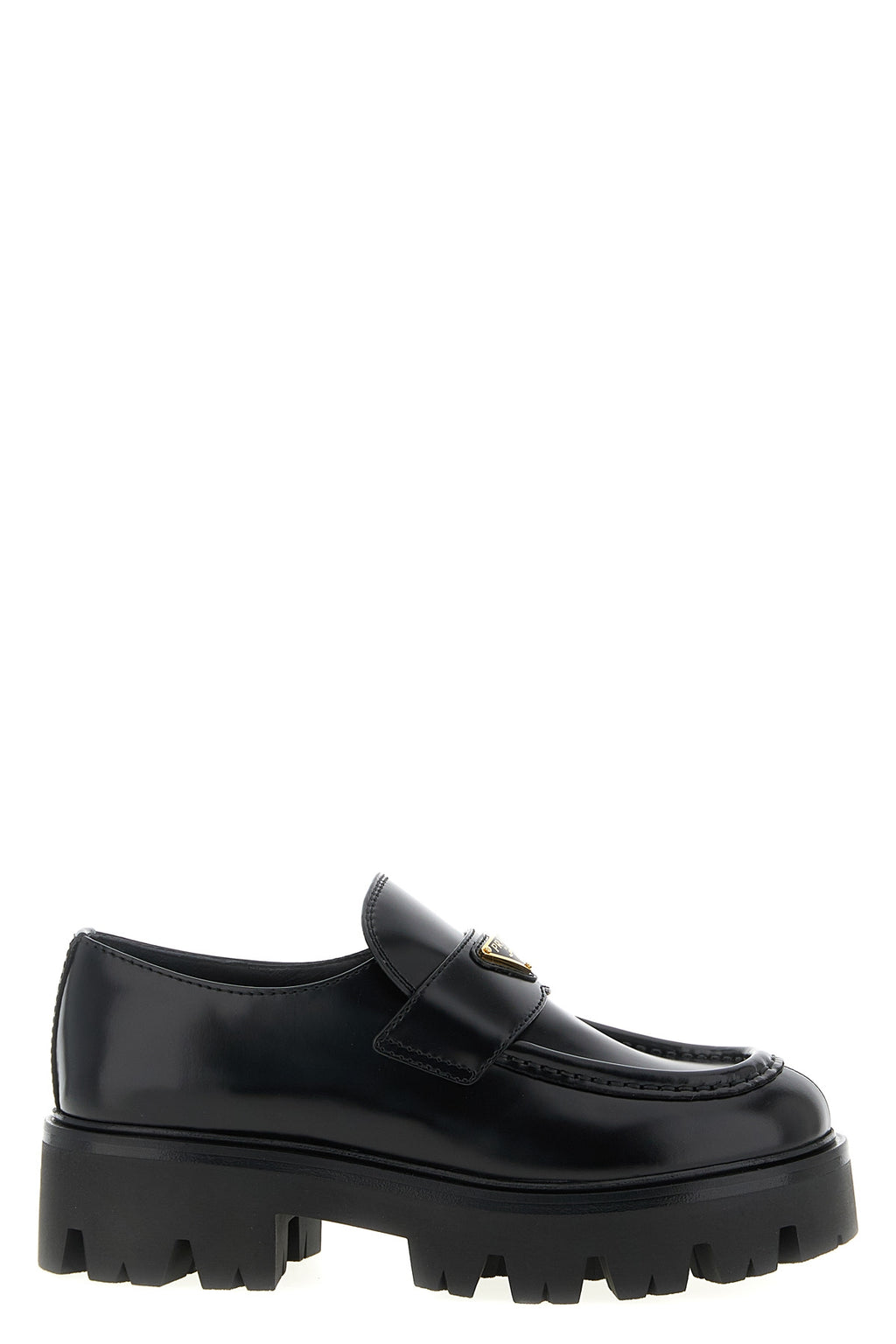 PRADA Brushed leather loafers For Women 100% calfskin leather (Bos Taurus)