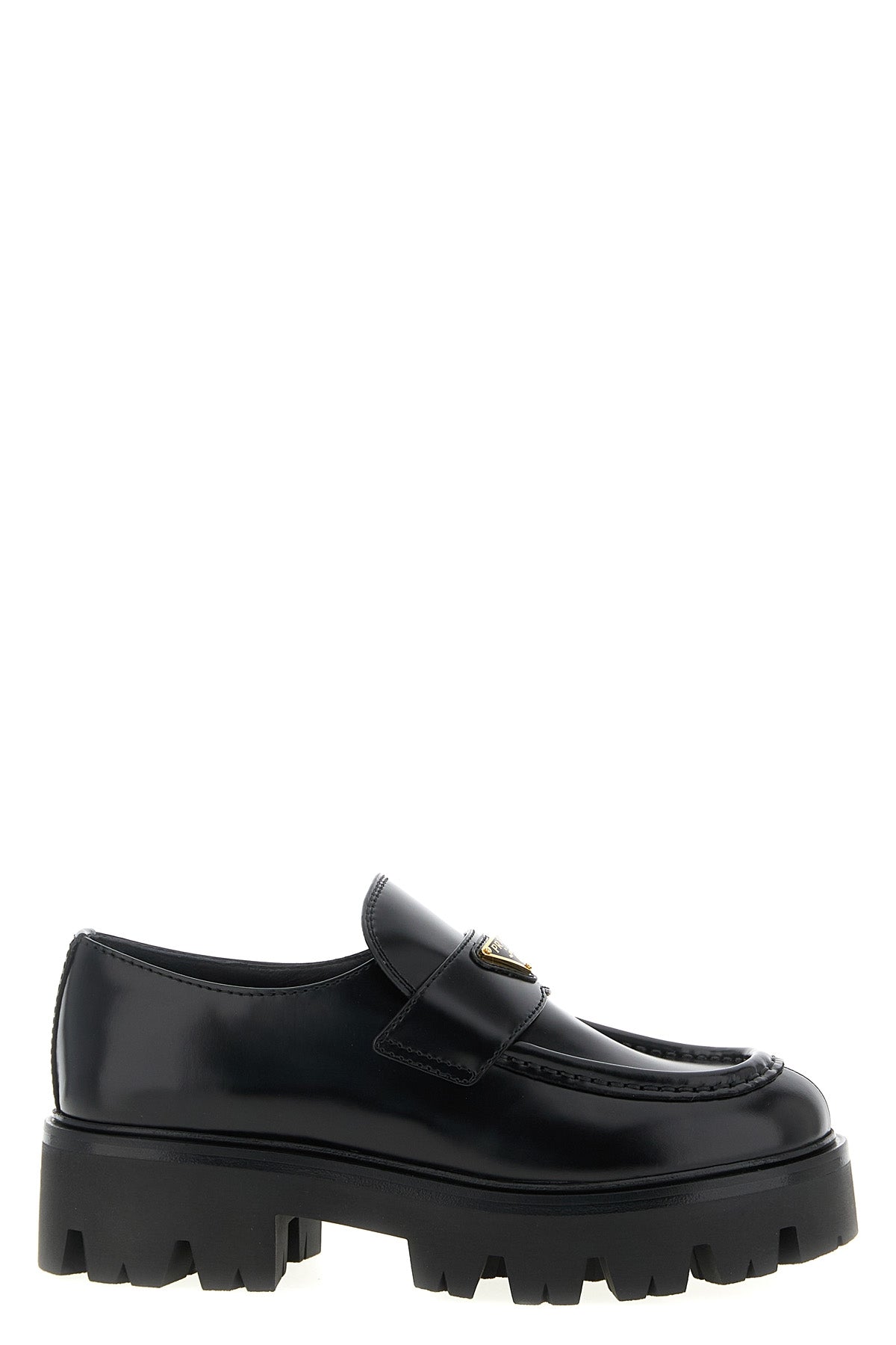 PRADA Brushed leather loafers For Women 100% calfskin leather (Bos Taurus)