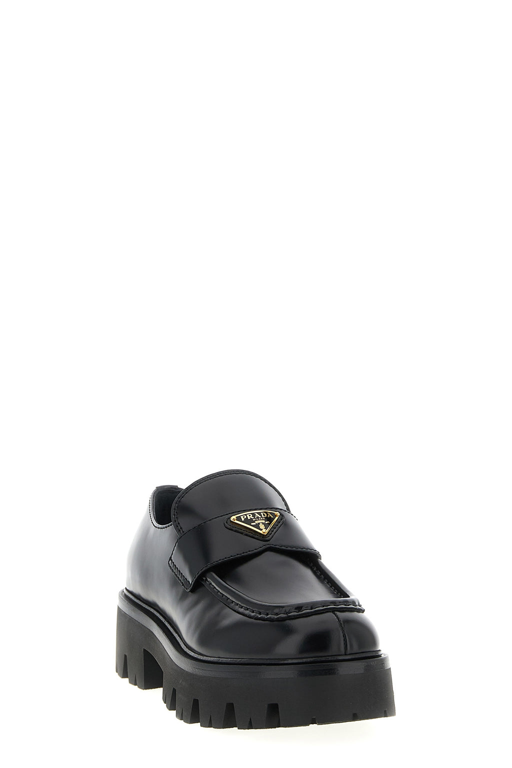 PRADA Brushed leather loafers For Women 100% calfskin leather (Bos Taurus)