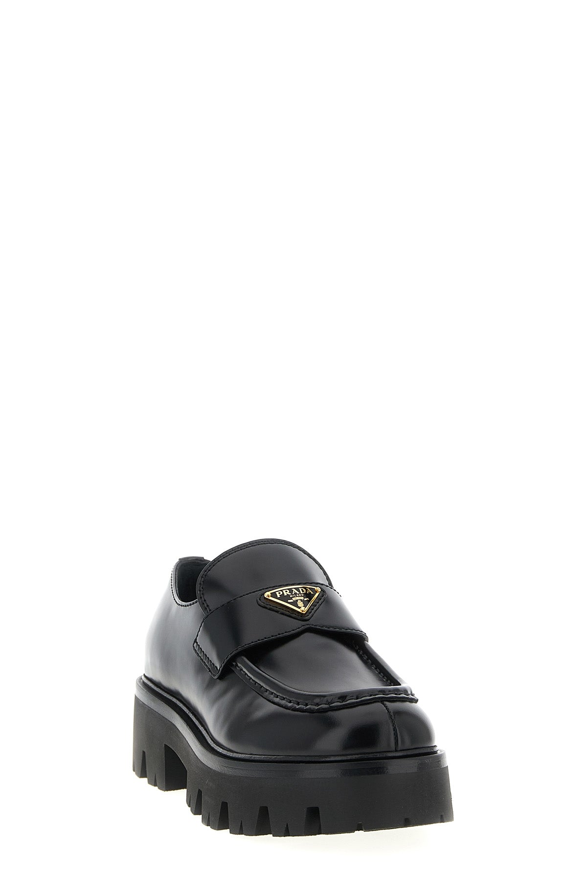 PRADA Brushed leather loafers For Women 100% calfskin leather (Bos Taurus)