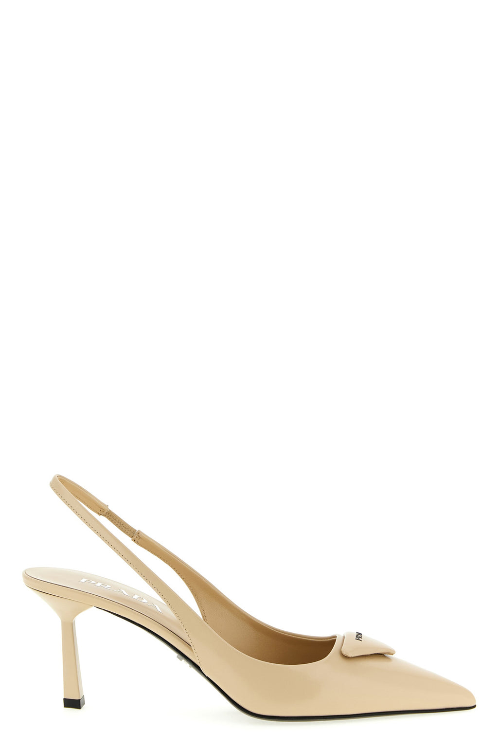 PRADA Triangle logo slingback For Women 100% calfskin leather (Bos Taurus)