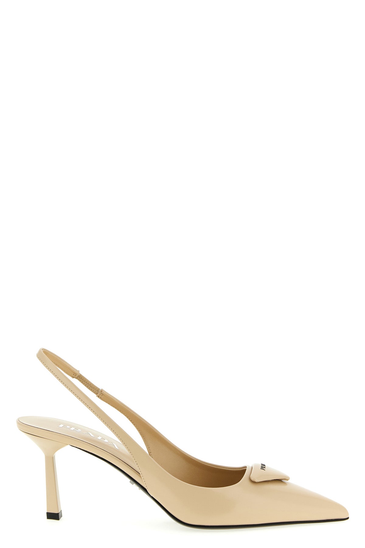 PRADA Triangle logo slingback For Women 100% calfskin leather (Bos Taurus)