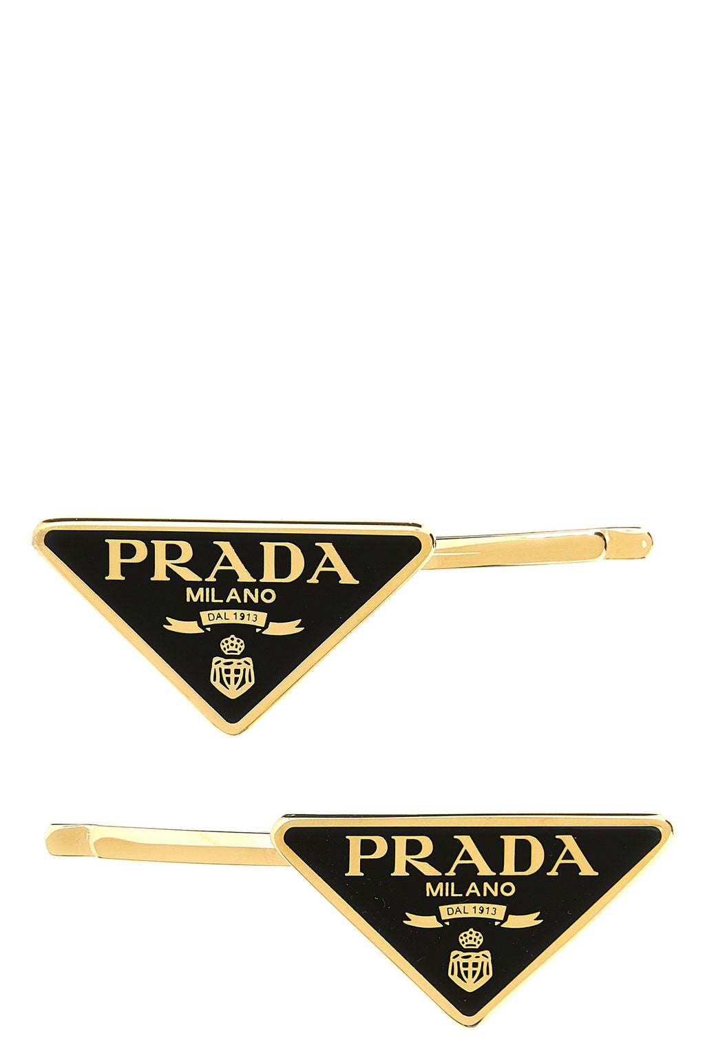 PRADA Set of 2 logo hair clips For Women 95% brass 5% enamel