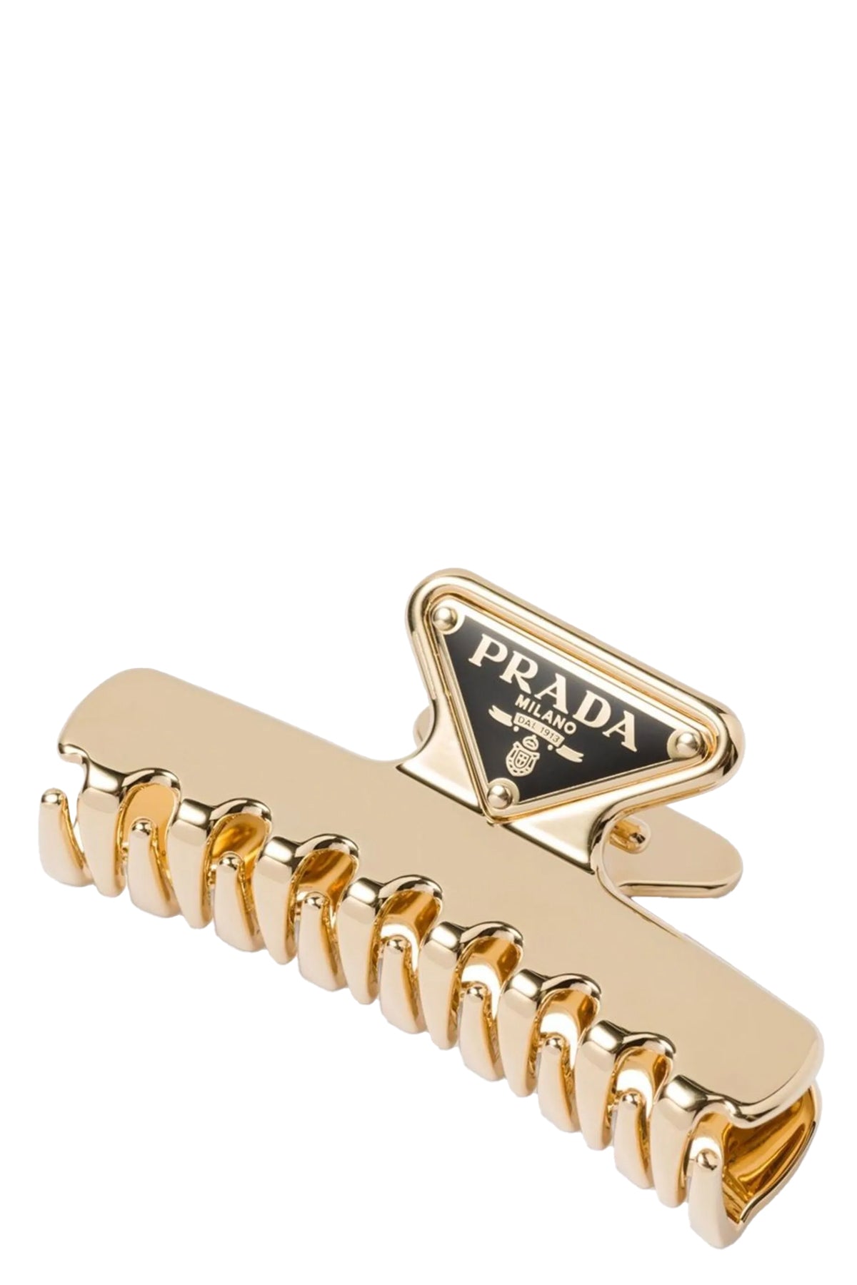 PRADA Triangle logo hair clip For Women 100% brass