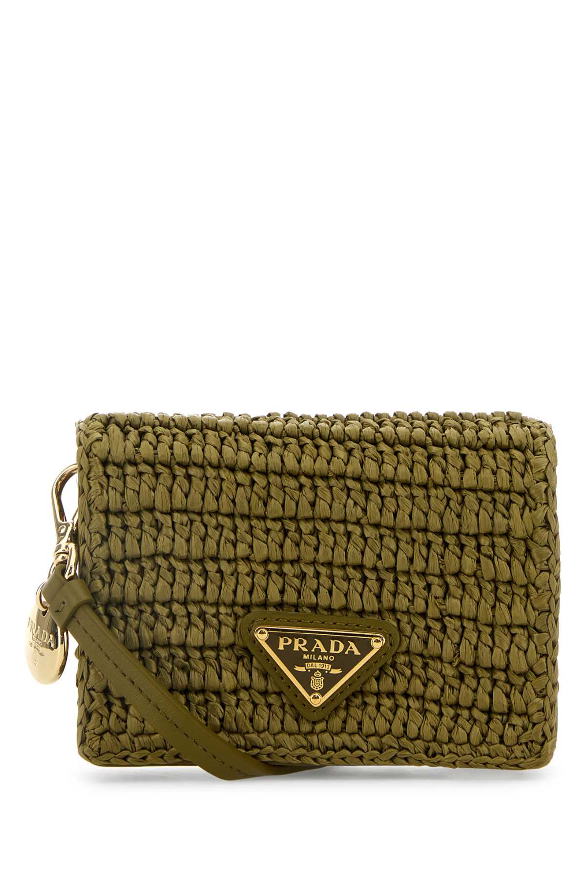 PRADA PORTA C/CRED.C/TRAC. For Women Exterior: 100% Raffia Interior: 100% Leather Finishing: Golden metal