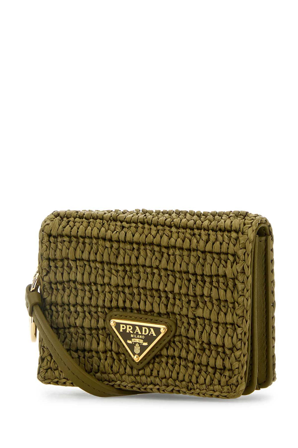 PRADA PORTA C/CRED.C/TRAC. For Women Exterior: 100% Raffia Interior: 100% Leather Finishing: Golden metal