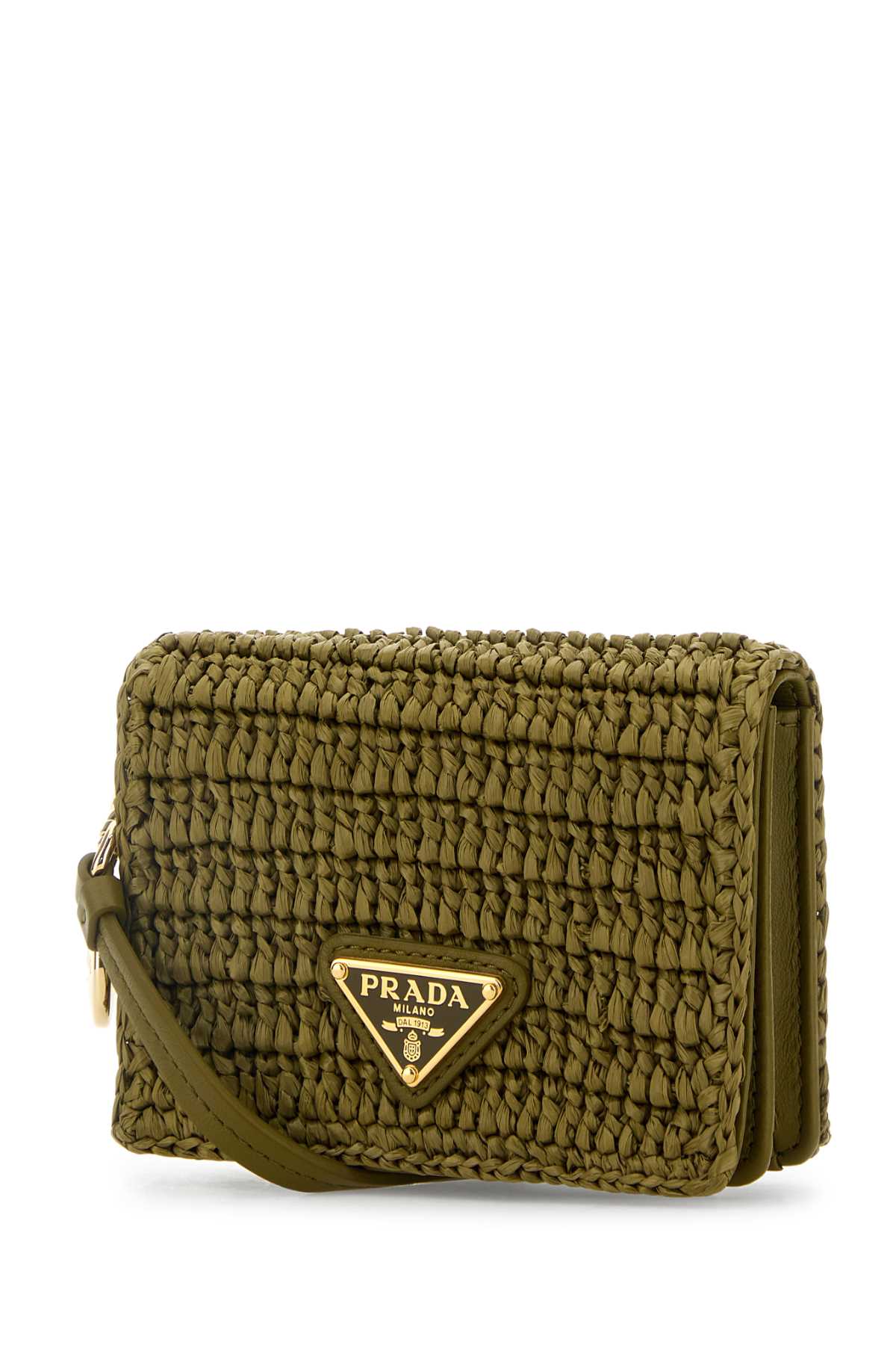 PRADA PORTA C/CRED.C/TRAC. For Women Exterior: 100% Raffia Interior: 100% Leather Finishing: Golden metal