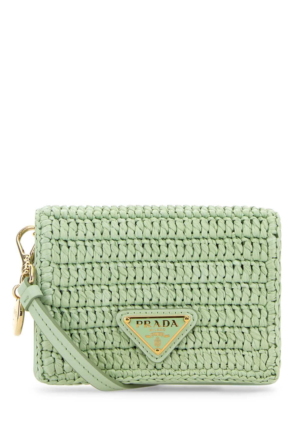 PRADA PORTA C/CRED.C/TRAC. For Women Exterior: 100% Raffia Interior: 100% Leather Finishing: Golden metal