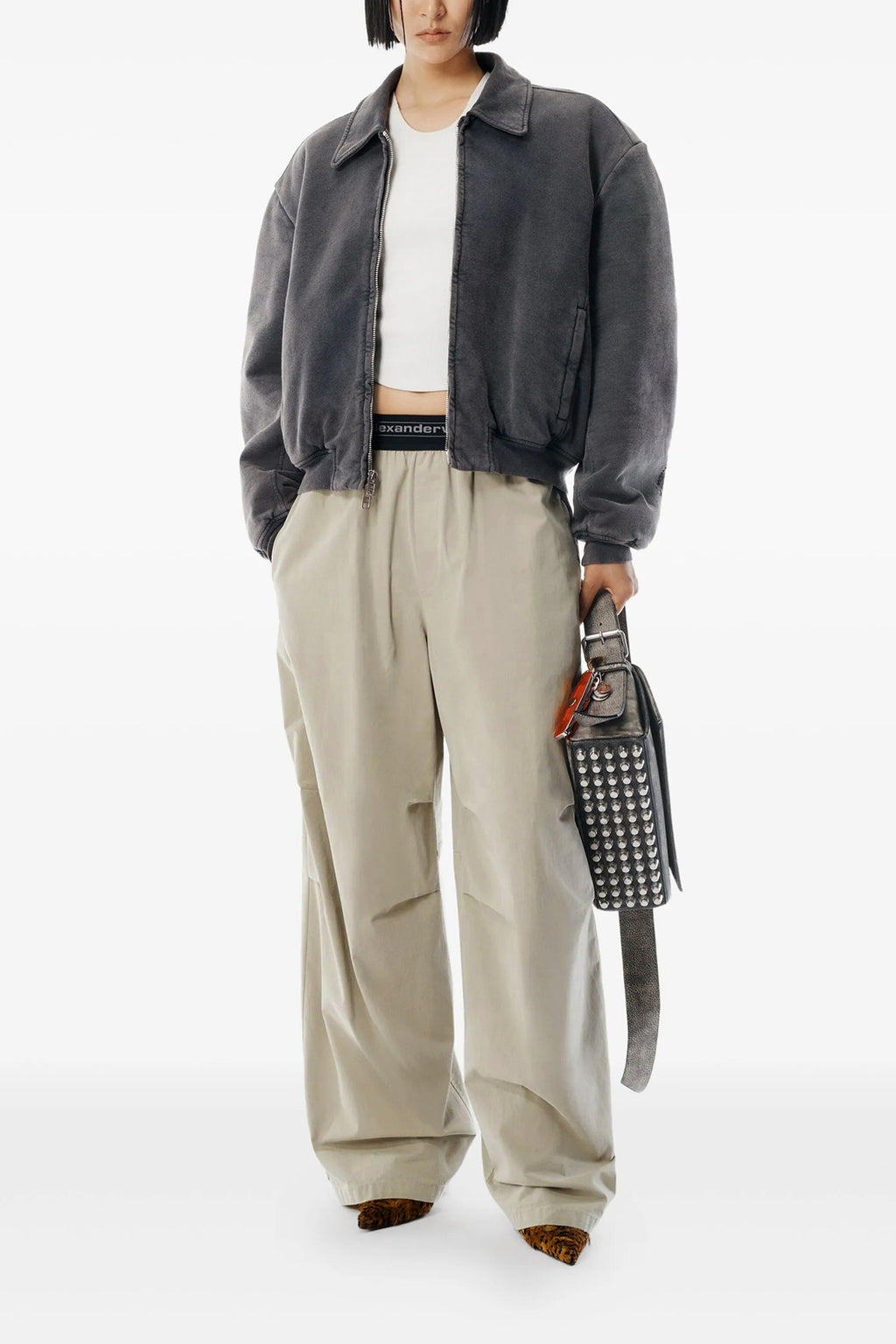 ALEXANDER WANG Logo elstic pants For Women 74% cotton, 26% nylon
