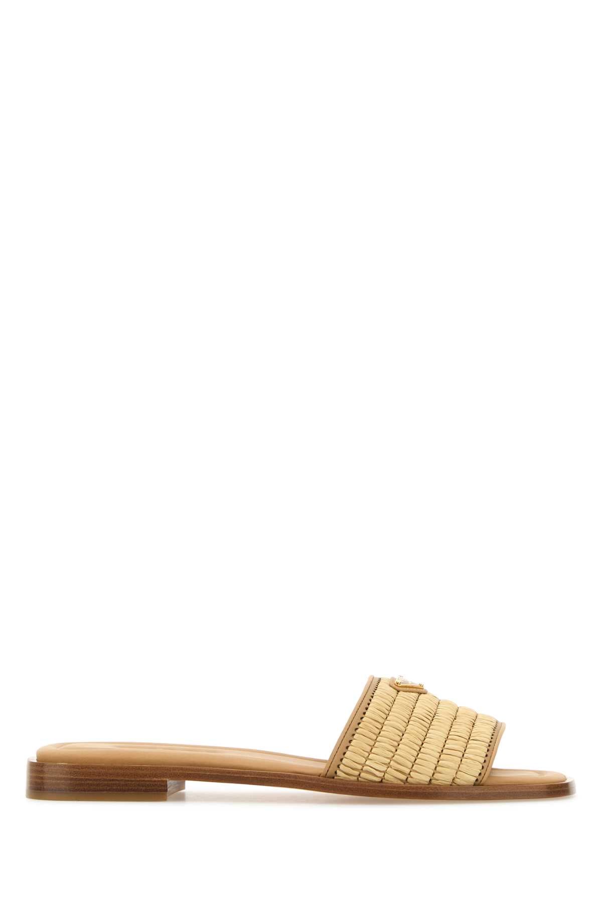 PRADA SANDALI For Women Exterior: 100% Raffia 100% Leather Interior: 100% Leather Sole: Leather and rubber