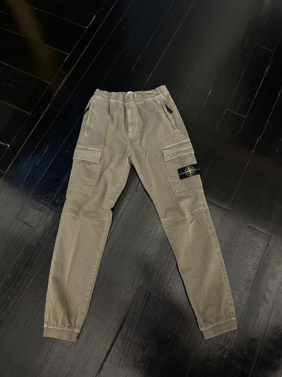 Garment Dyed Stretch Cotton Twill Cargo Pants