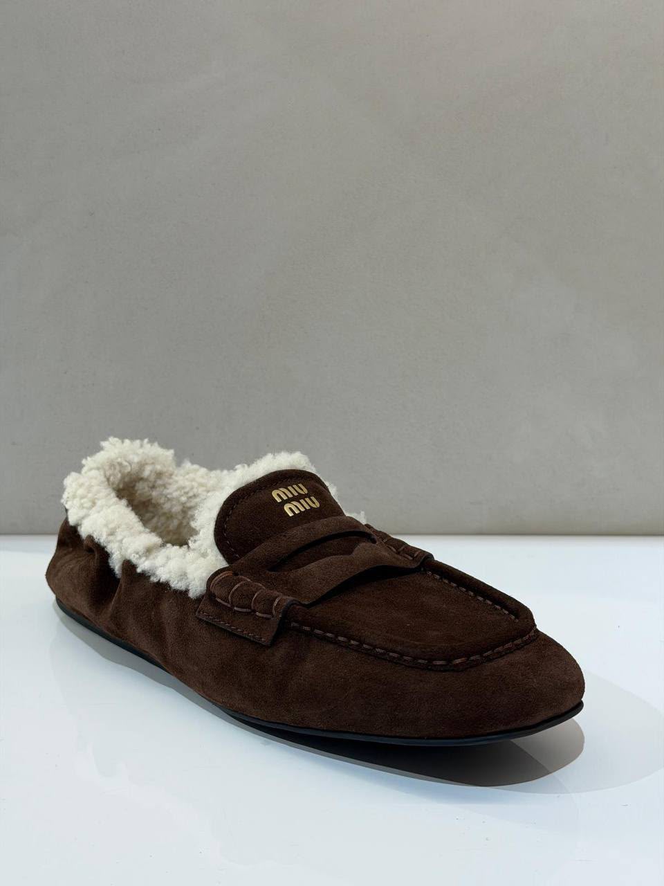 Suede Loafers with Shearling