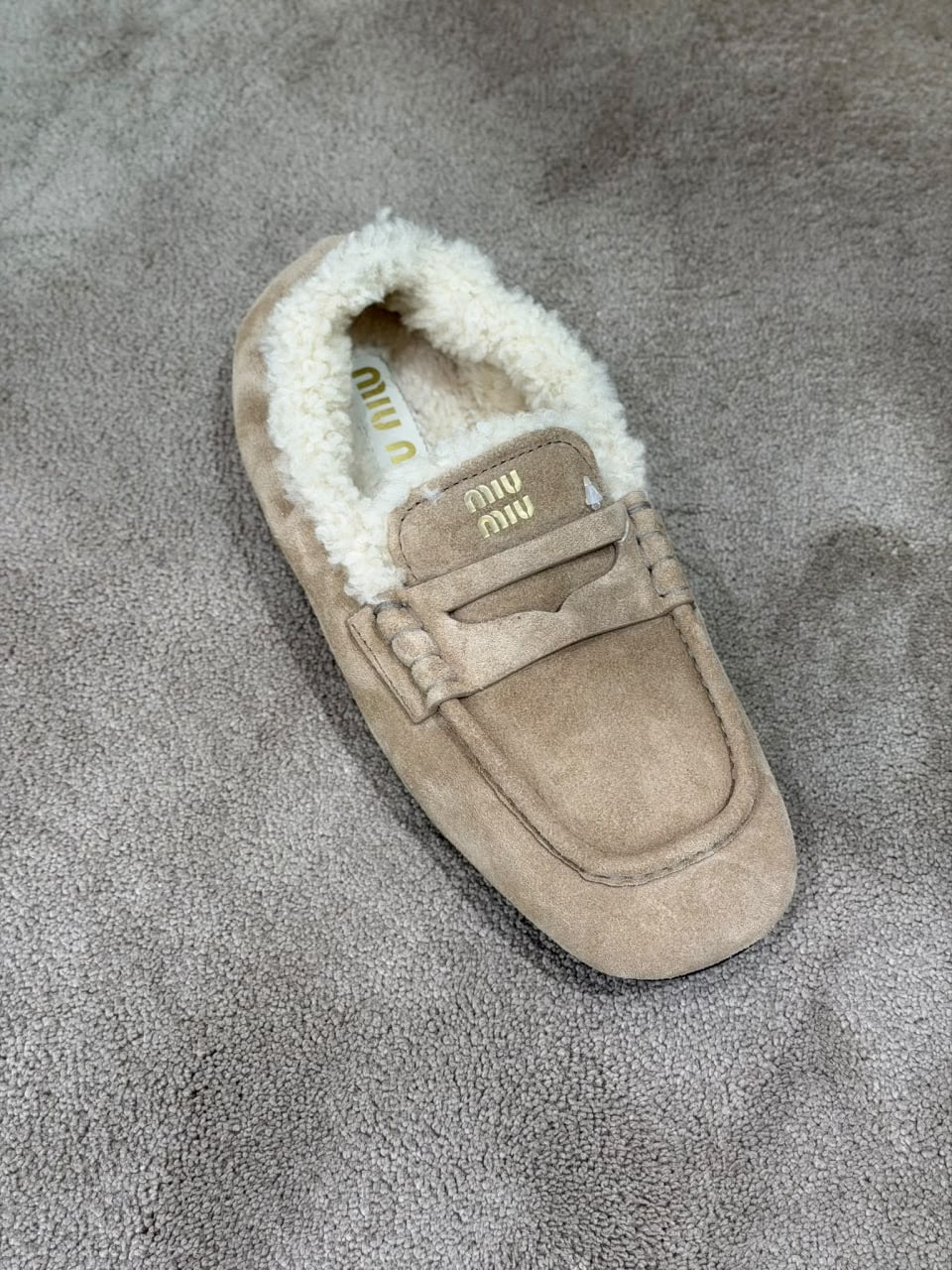 Suede Loafers with Shearling