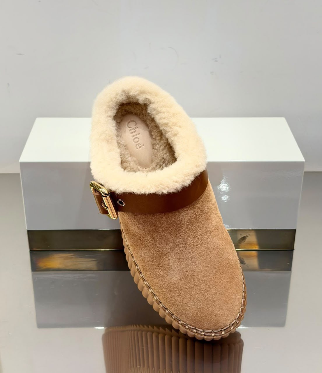 Nama Shearling-Lined Suede Mules