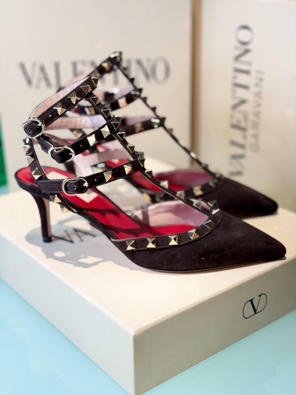 Rockstud Caged Kitten Heel Pump