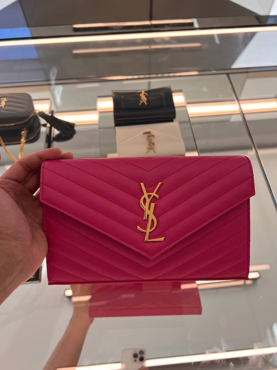 Monogram Envelope Clutch in Grain de Poudre Embossed Leather