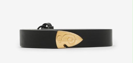 Sculptural Buckle Leather Belt