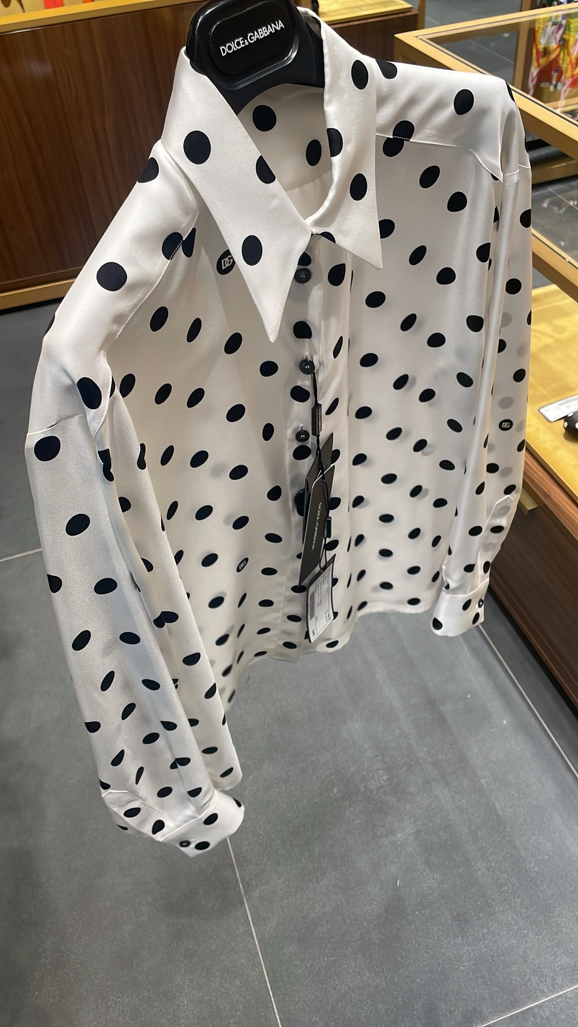 Polka-dot print silk shirt