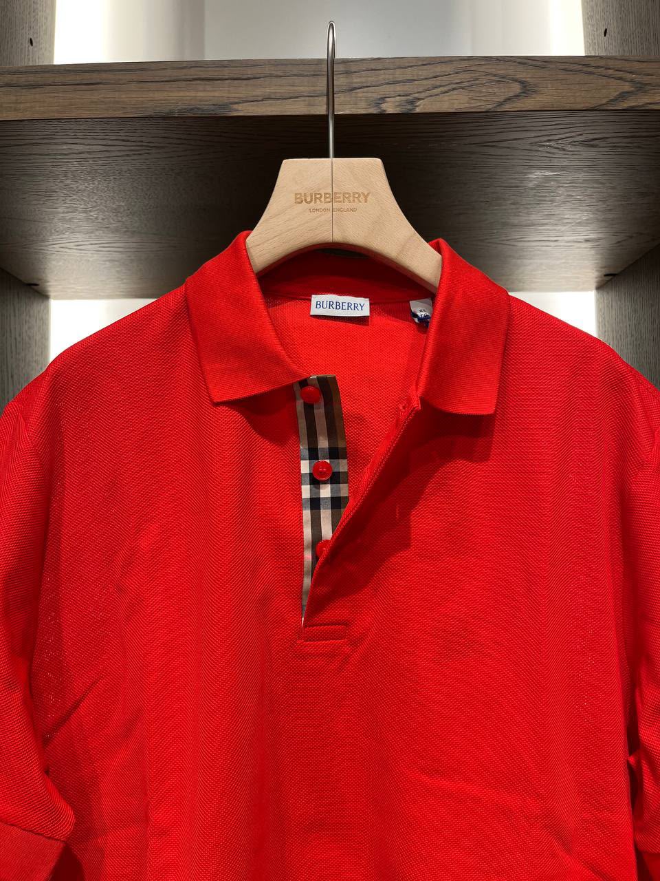 Check Placket Cotton Piqué Polo Shirt