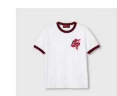 Snake Embroidered Ringer T-Shirt