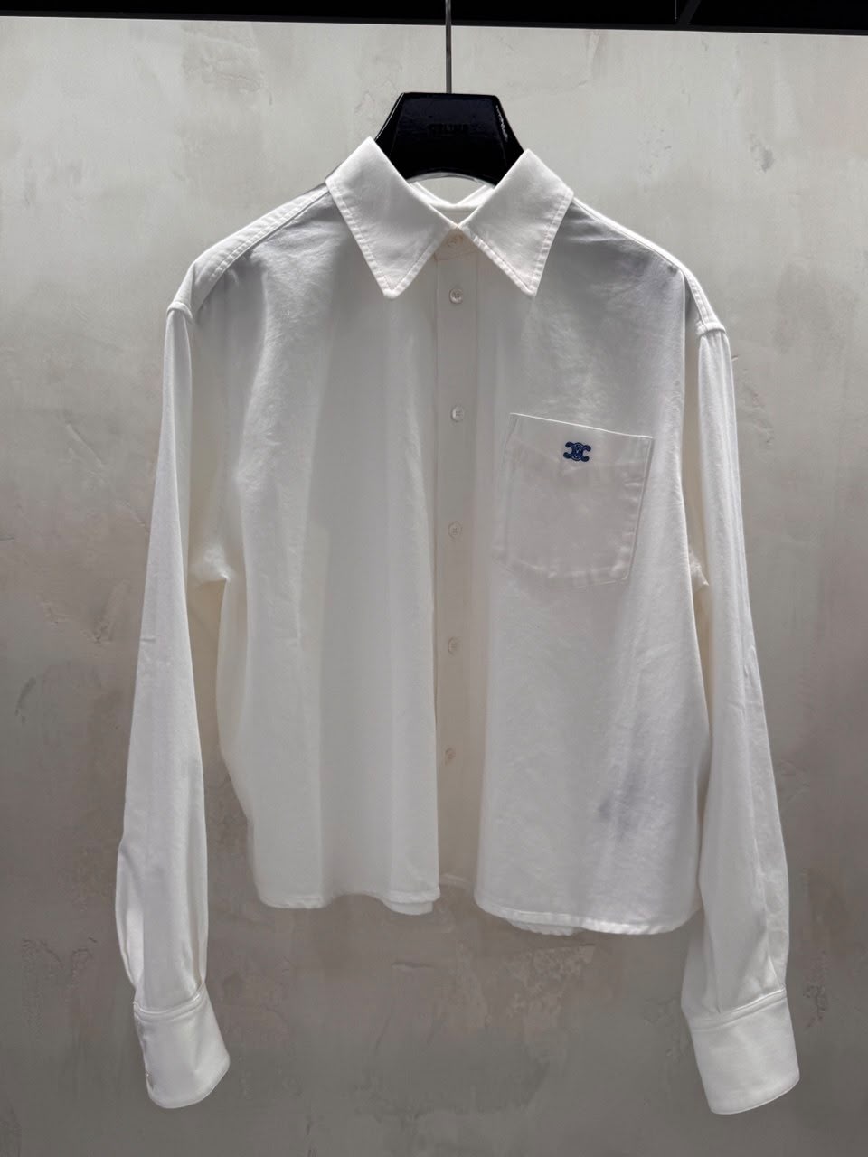 Triomphe Embroidered Shirt in Cotton Poplin