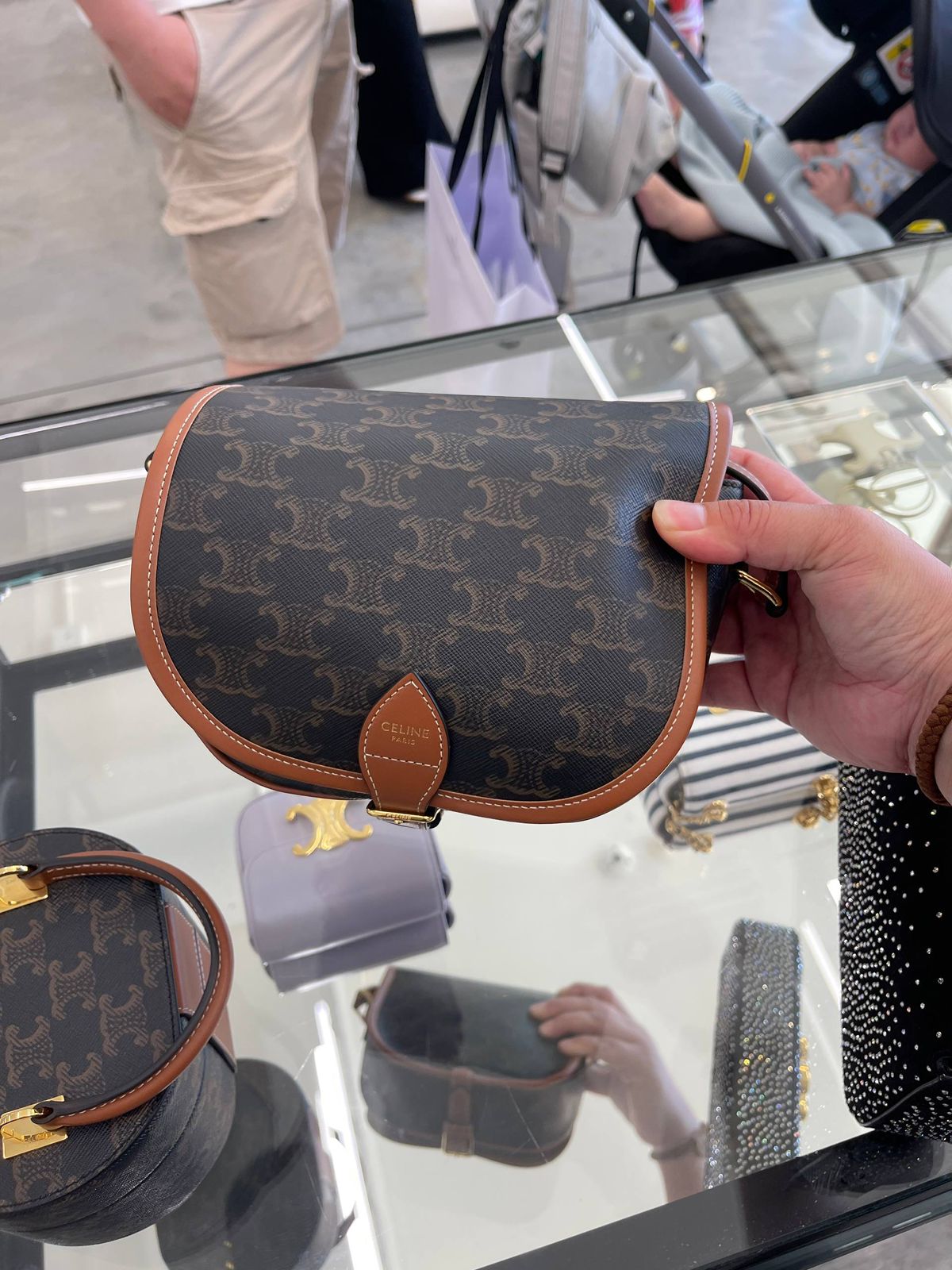 Celine Teen Besace Triomphe in Triomphe Canvas and Calfskin