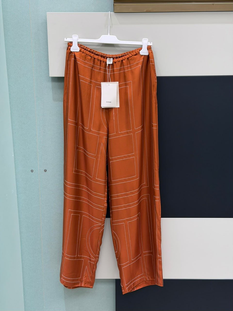 Monogram Silk Wide-Leg Trousers