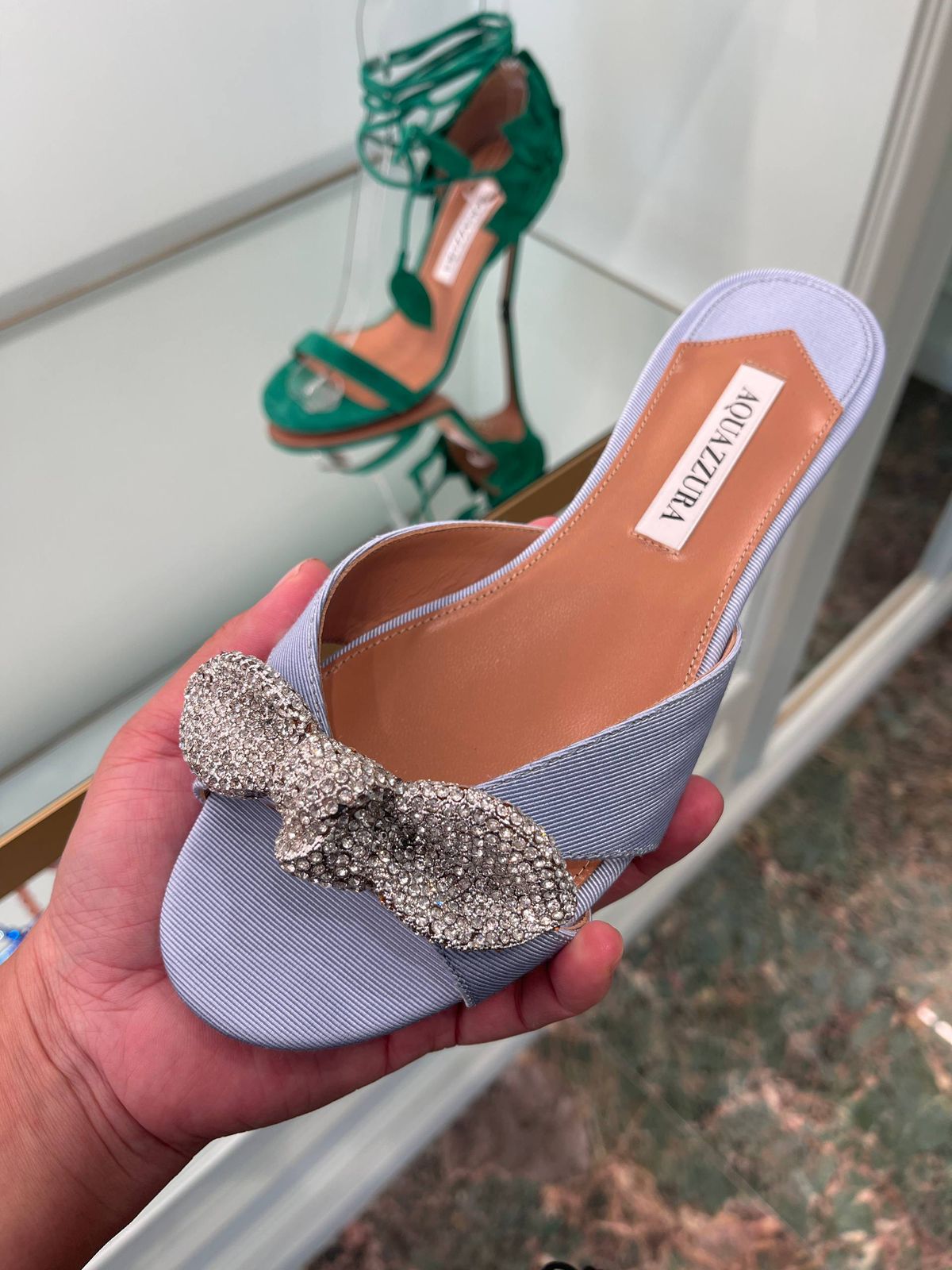 Bow Tie Crystal-Embellished Mules
