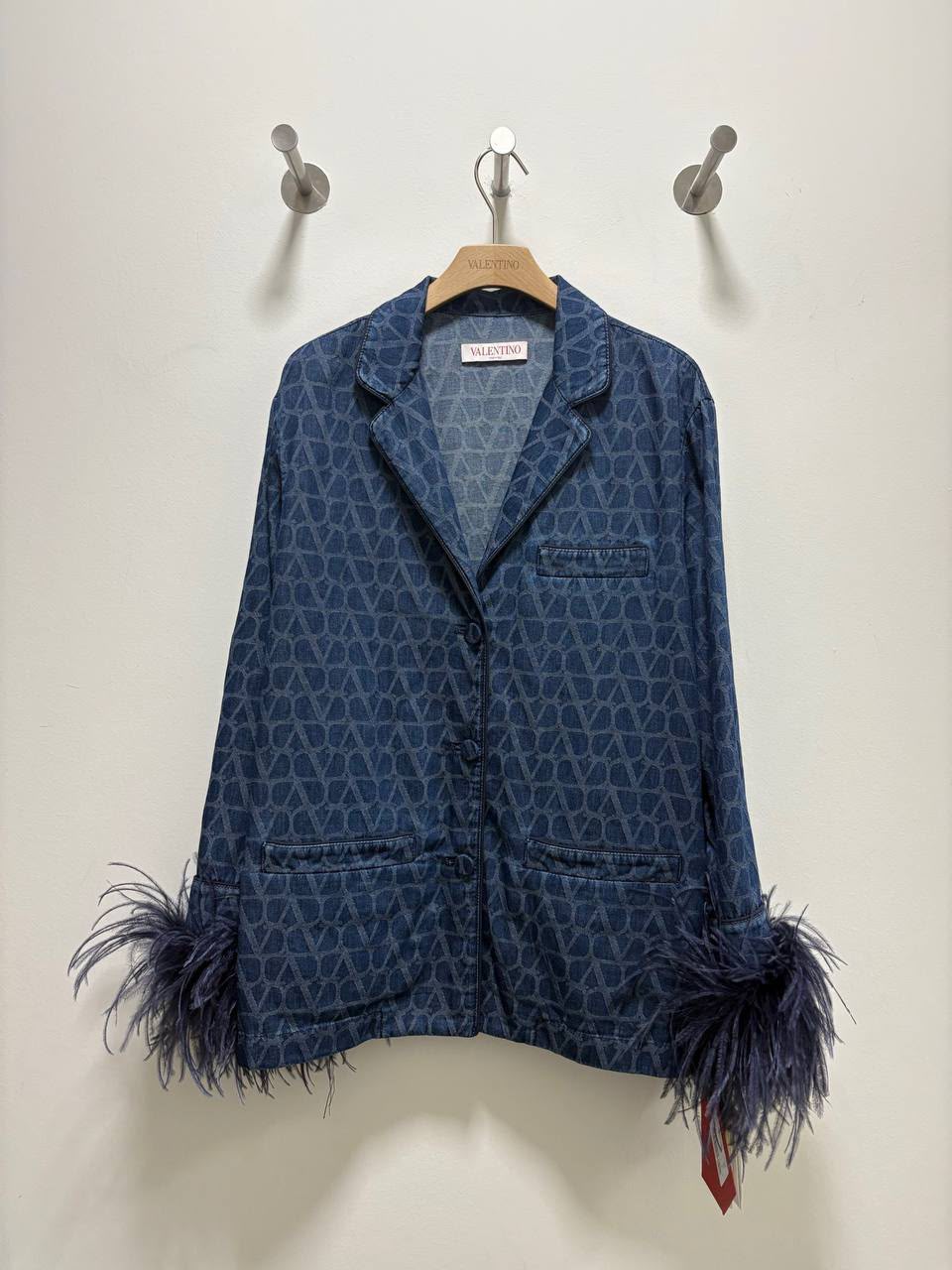 Toile Iconographe Denim Jacket with Feather Cuffs
