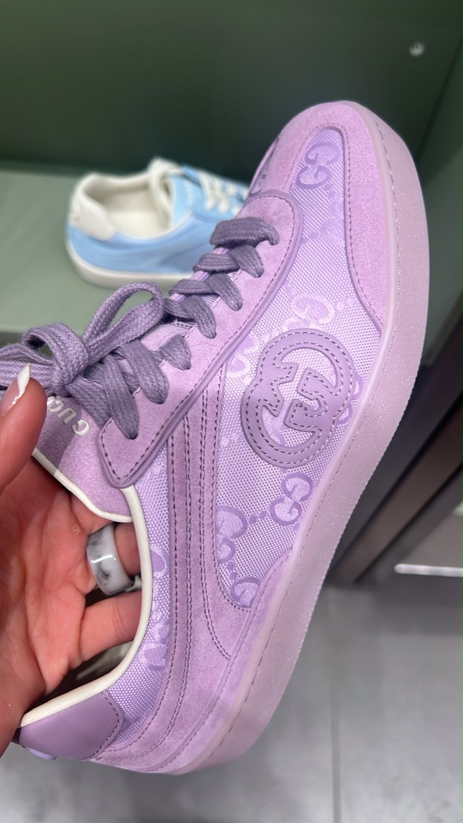 Women's GG Canvas and Suede Sneaker