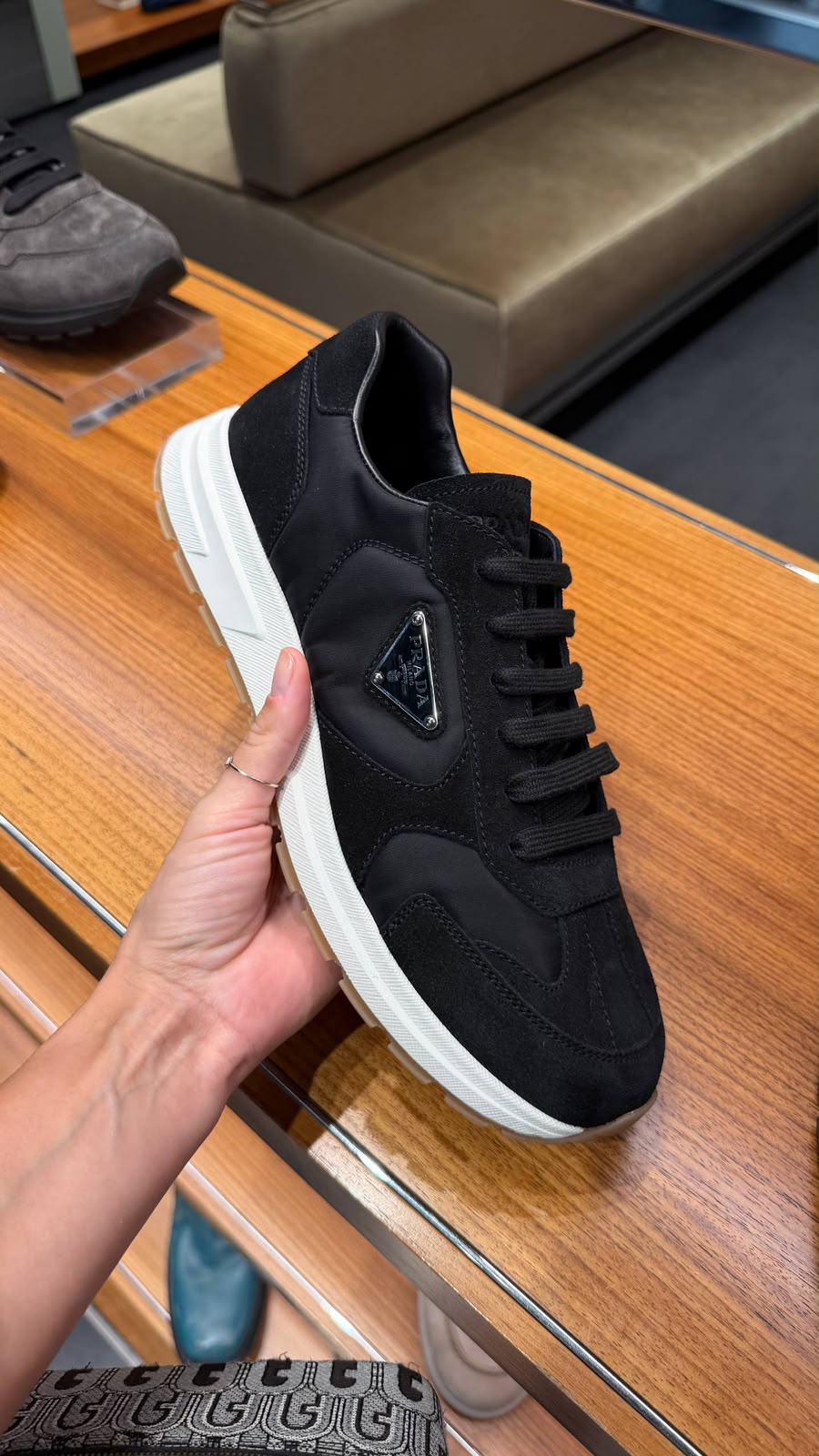Downtown Leather and Re-Nylon Sneakers