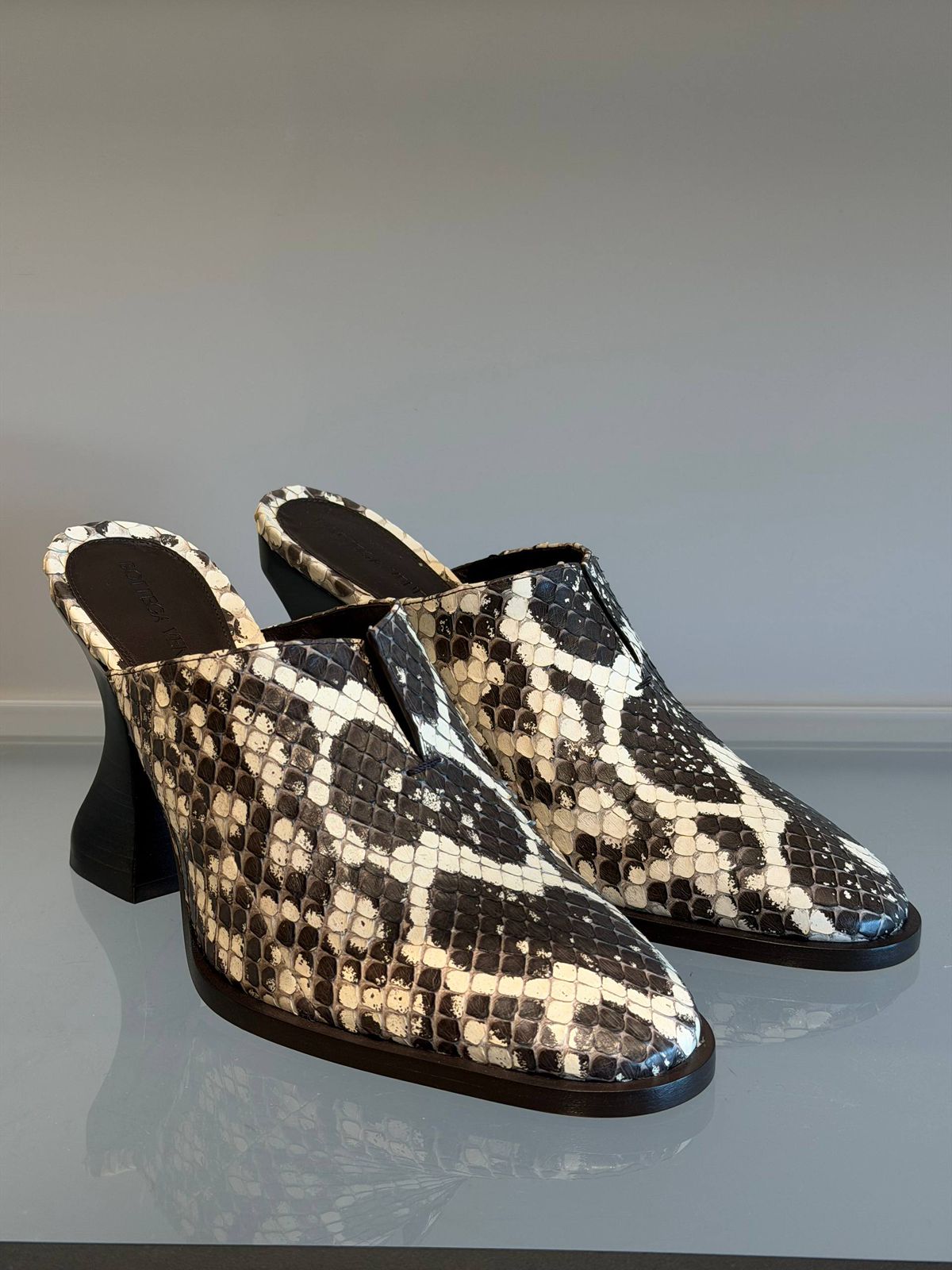 Snake-Effect Leather Mules
