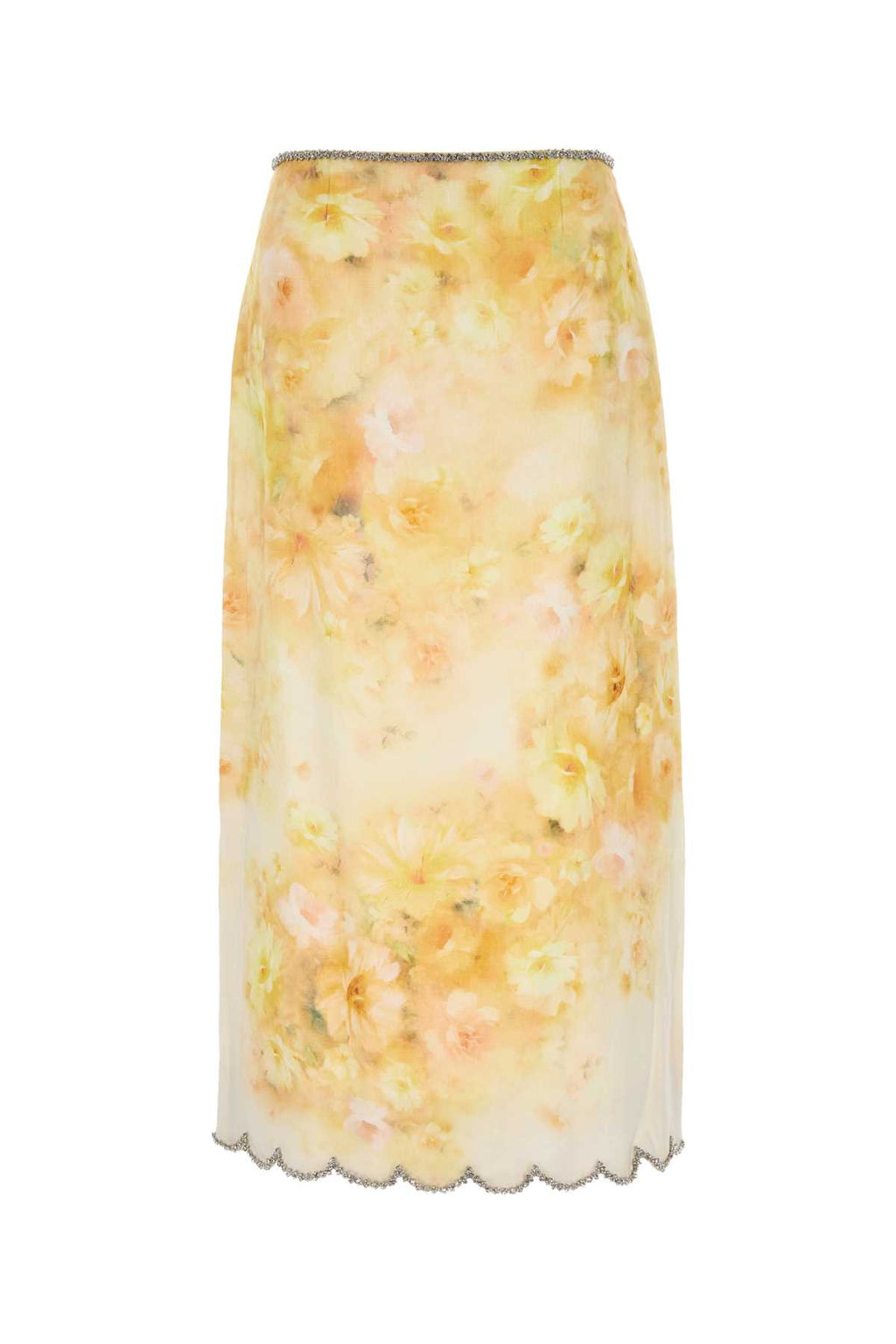 ZIMMERMANN CRUSH SCALLOPED MIDI SKIRT For Women Exterior: 100% Linen Lining: 100% Cotton