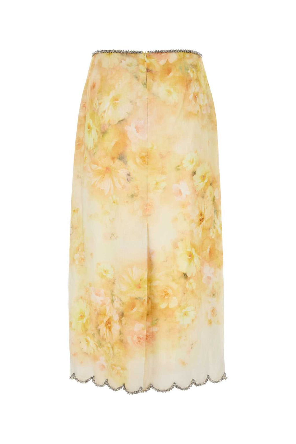 ZIMMERMANN CRUSH SCALLOPED MIDI SKIRT For Women Exterior: 100% Linen Lining: 100% Cotton