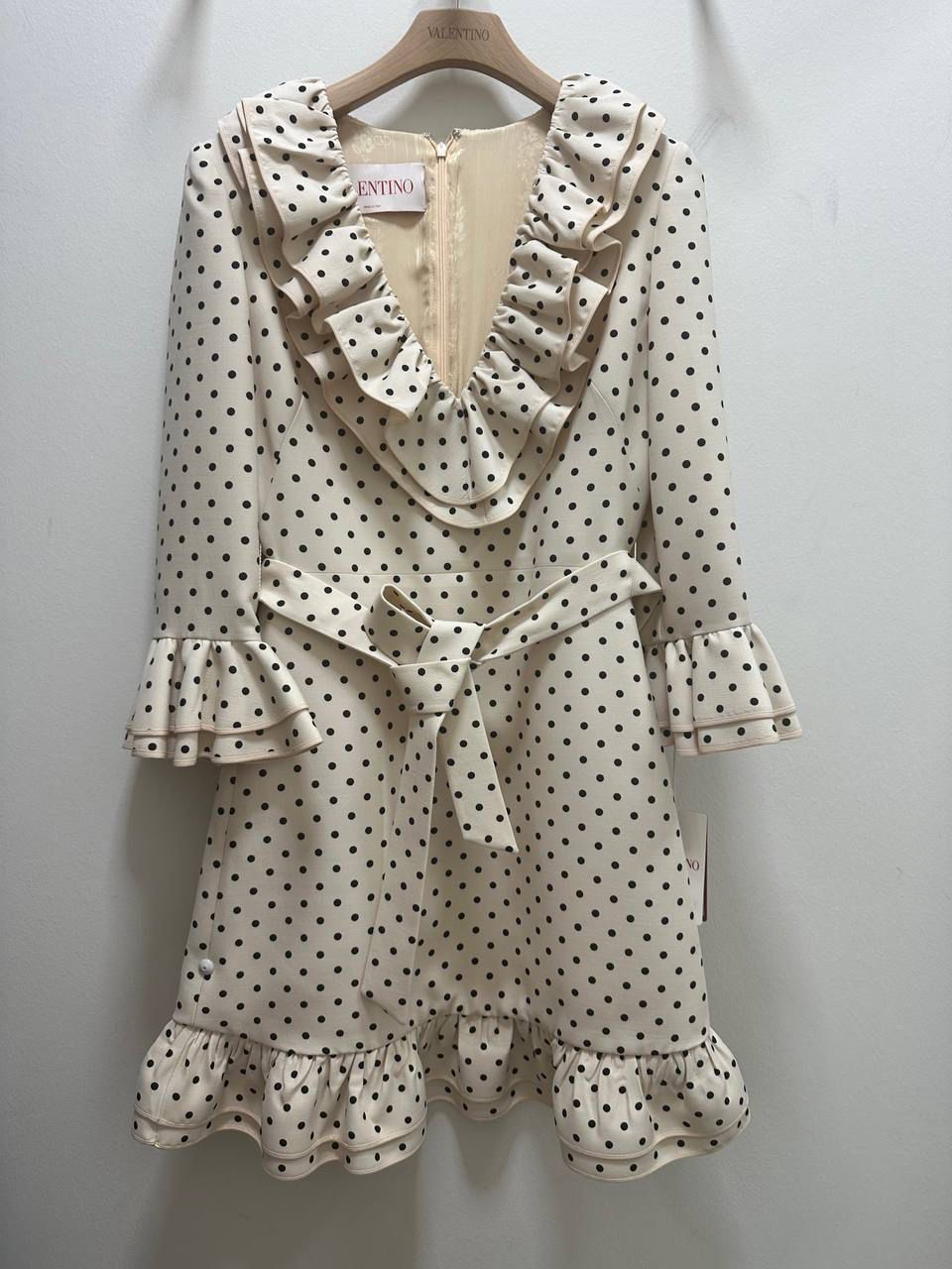 Polka Dot Ruffle-Trimmed Mini Dress